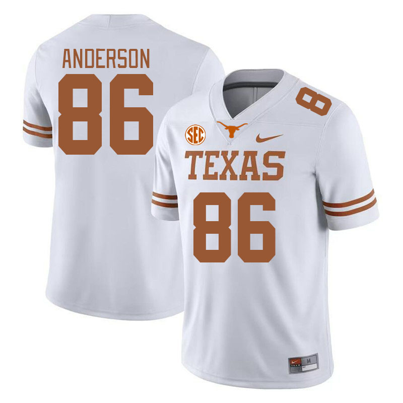 Texas Longhorns #86 Paxton Anderson SEC Conference College Football Jerseys Stitched Sale-White